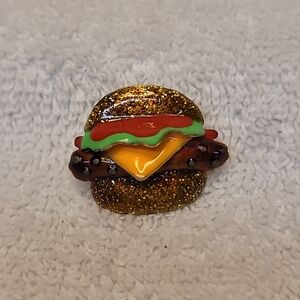 Vintage Rare Lunch At The Ritz Earring, Tie Tack Or Pin Cheeseburger